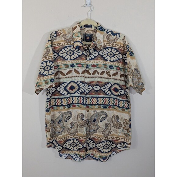 Lot 2 Chaps Ralph Lauren Men's Sz L Southwestern Hawaiian Short Sleeve Shirt VTG - Picture 10 of 16